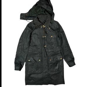 Jcrew black raincoat with hood